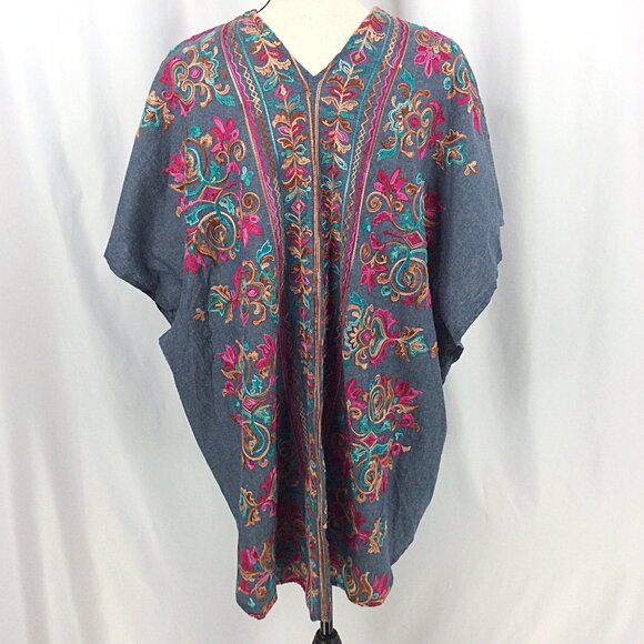 NWT Umgee Embroidered Open Kimono Duster Cardigan Floral Boho Side Slits - Picture 3 of 9